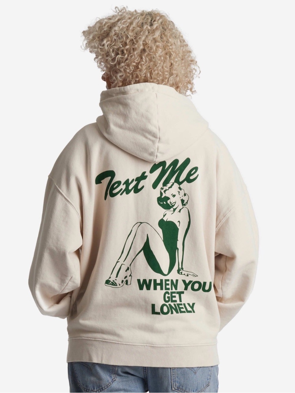 Lonely Ghost “Text Me When You Get Lonely” Hoodie – Cream Beige, Size L, GUC